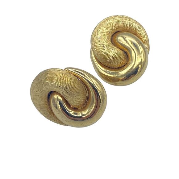 Authentic Christian Dior Gold-Tone Clip-On Earrings - Picture 1 of 9